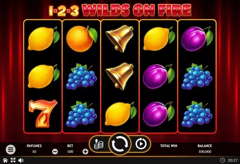 1-2-3 Wilds on Fire Free Casino Slot  with, delRe-Spin