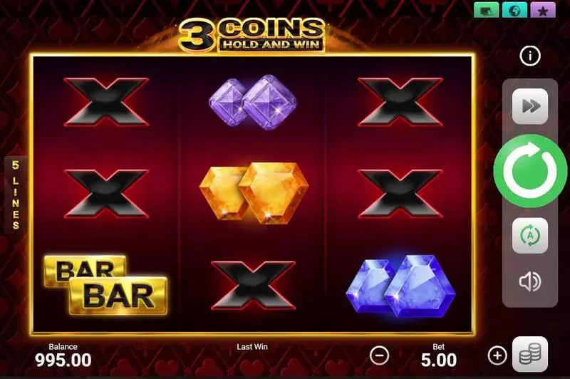 3 Coins Free Casino Slot  with, delRe-Spin