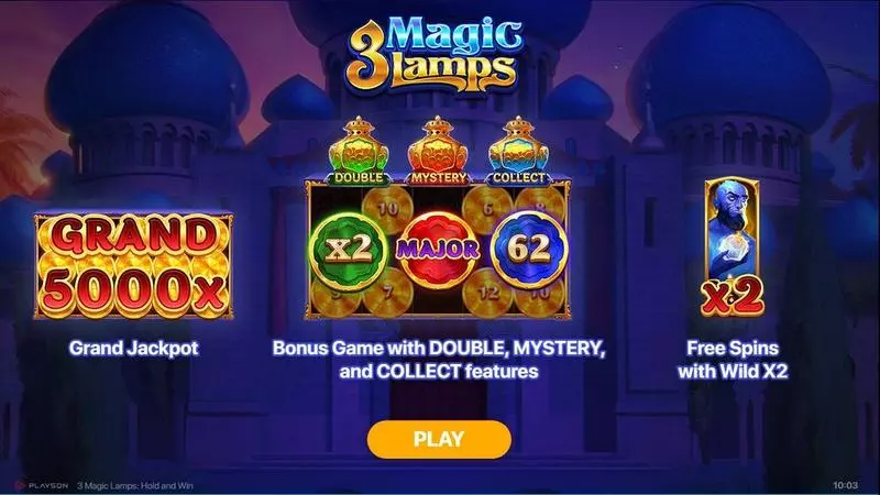 3 Magic Lamps Free Casino Slot  with, delCollect Feature