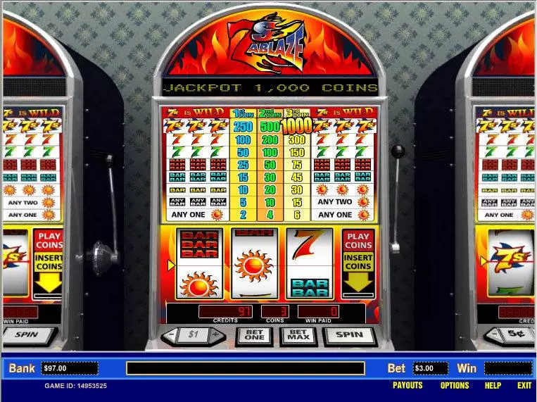 7's Ablaze 1 Line Free Casino Slot 