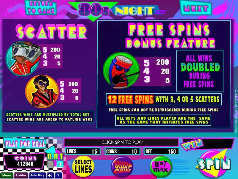 80s Night Free Casino Slot  with, delFree Spins