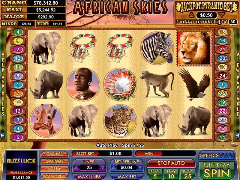 African Skies Free Casino Slot  with, delJackpot bonus game