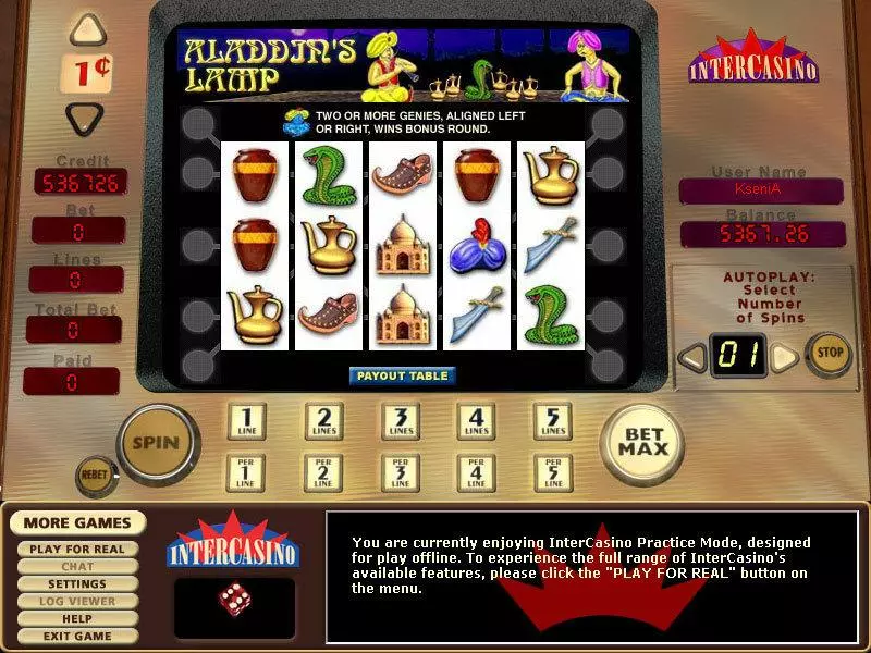 Aladdin's Lamp Free Casino Slot  with, delSecond Screen Game