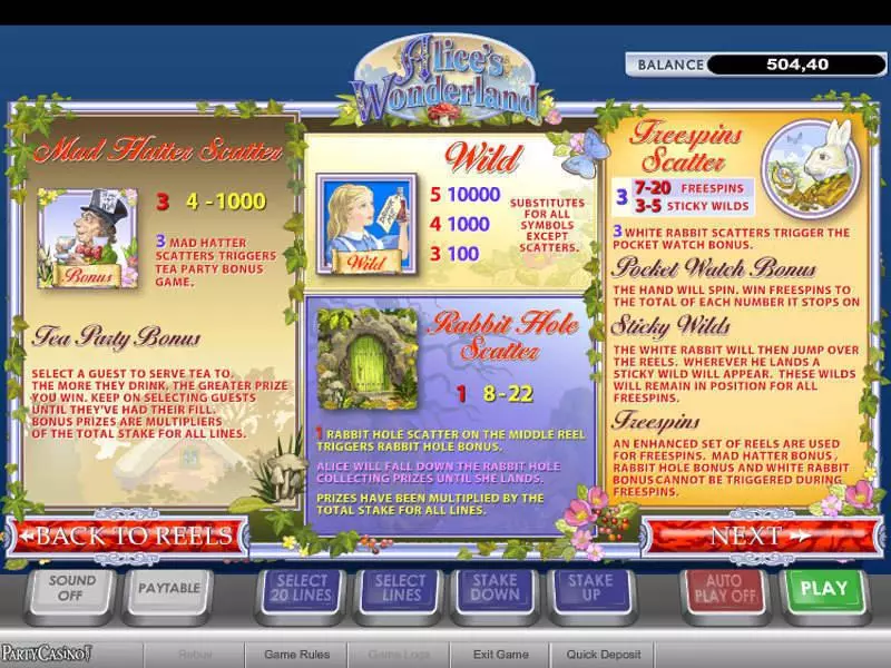 Alice's Wonderland Free Casino Slot  with, delFree Spins