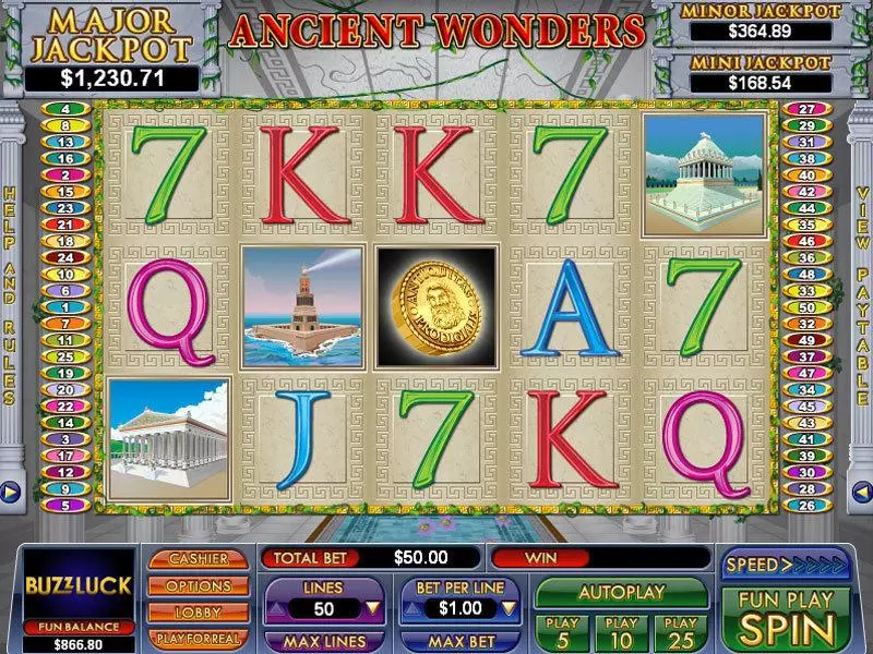 Ancient Wonders Free Casino Slot  with, delFree Spins