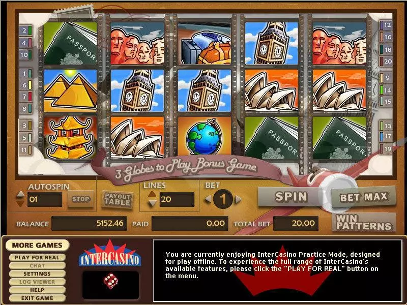 Around the World Free Casino Slot  with, delSecond Screen Game