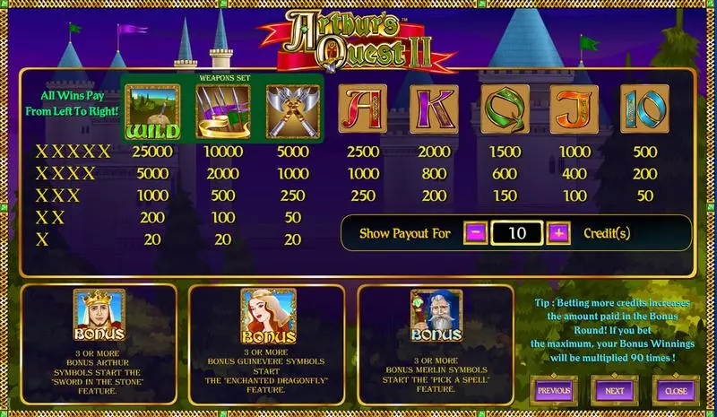 Arthur's Quest II Free Casino Slot  with, delPick a Box