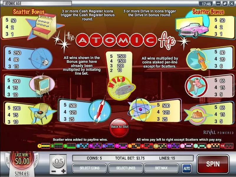 Atomic Age Free Casino Slot  with, delSecond Screen Game