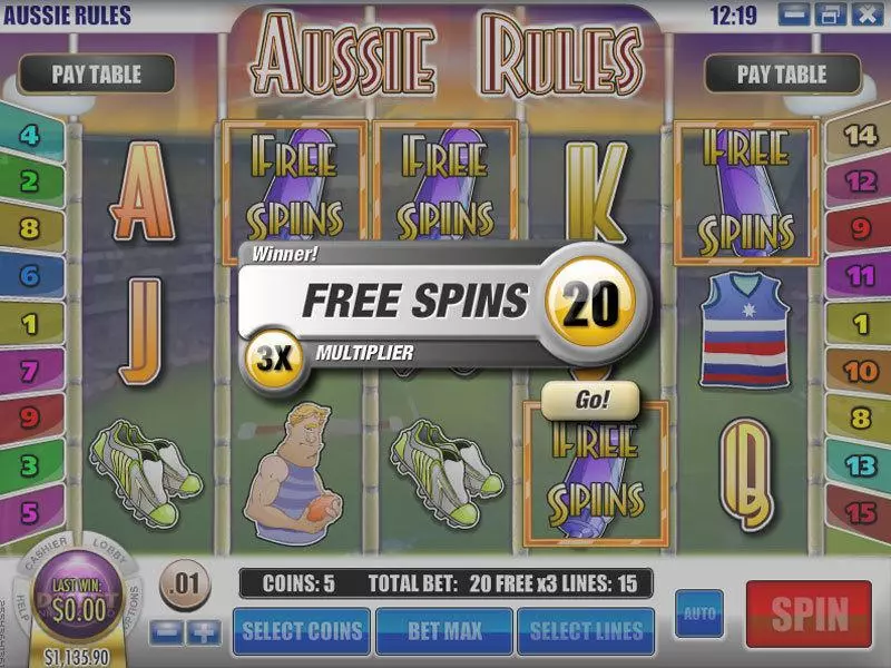 Aussie Rules Free Casino Slot  with, delFree Spins