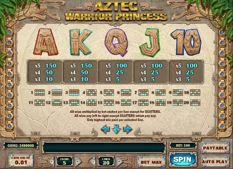 Aztec Warrior Princess Free Casino Slot  with, delFree Spins