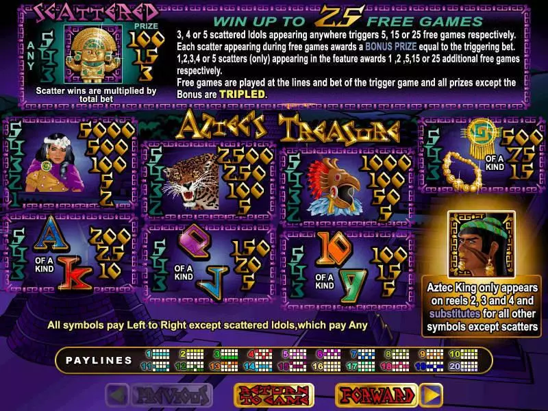 Aztec's Treasure Free Casino Slot  with, delFree Spins