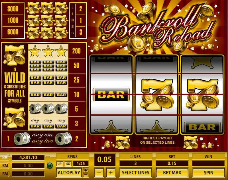 Bankroll Reload 3 Lines Free Casino Slot 