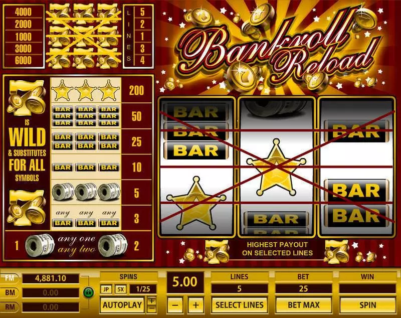 Bankroll Reload 5 Lines Free Casino Slot 
