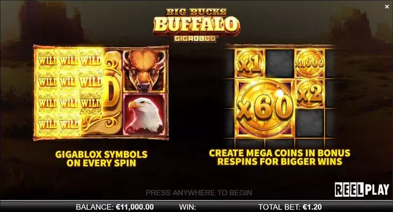 Big Bucks Buffalo GigaBlox Free Casino Slot  with, delRe-Spin