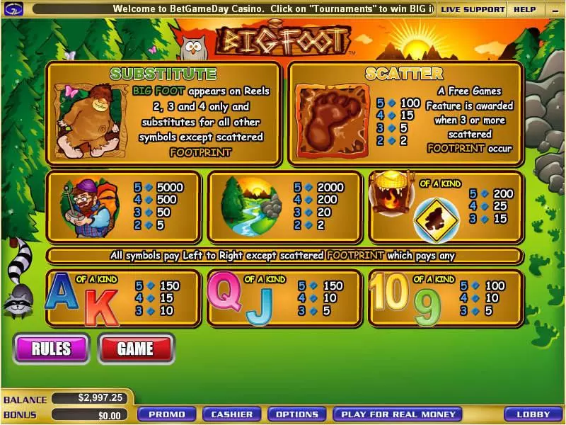Big Foot Free Casino Slot  with, delFree Spins