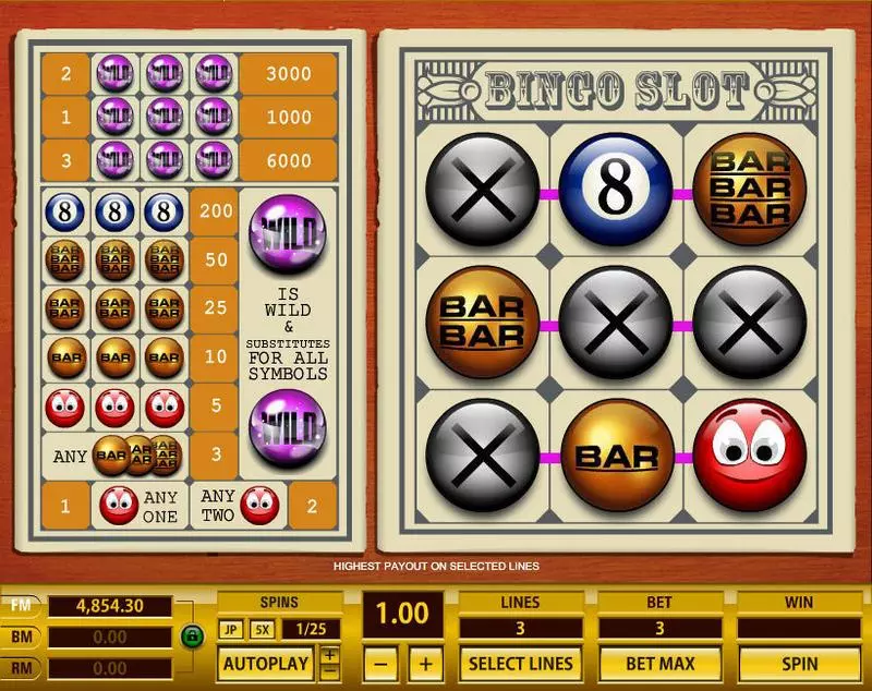 Bingo 3 Lines Free Casino Slot 