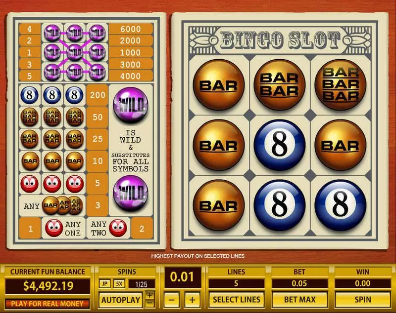 Bingo 5 Lines Free Casino Slot 