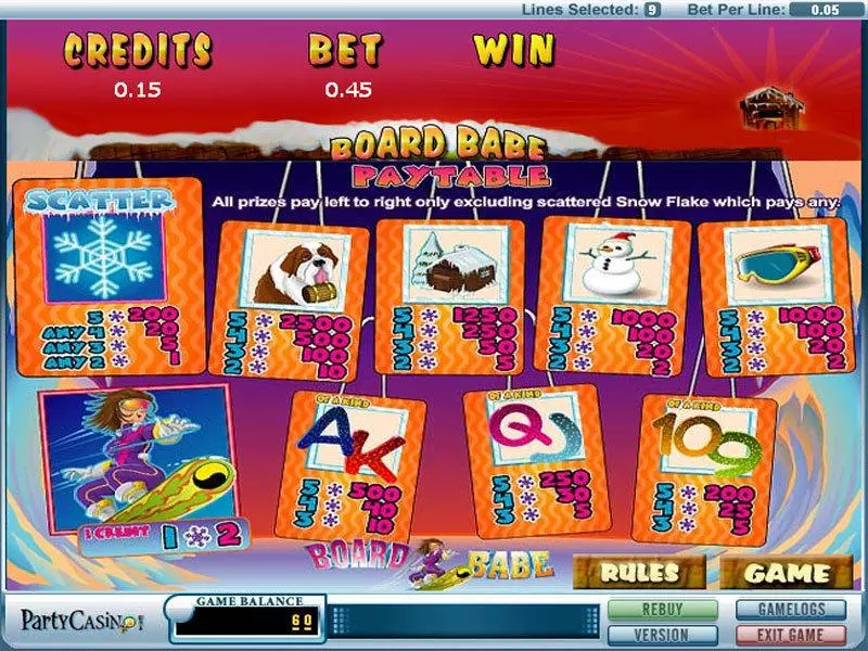 Board Babe Free Casino Slot  with, delSecond Screen Game