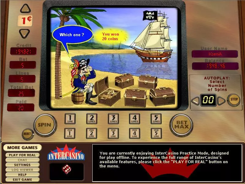 Buccaneer's Bounty 5 Lines Free Casino Slot  with, delSecond Screen Game