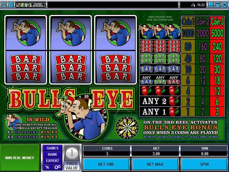 Bulls Eye Free Casino Slot  with, delSecond Screen Game