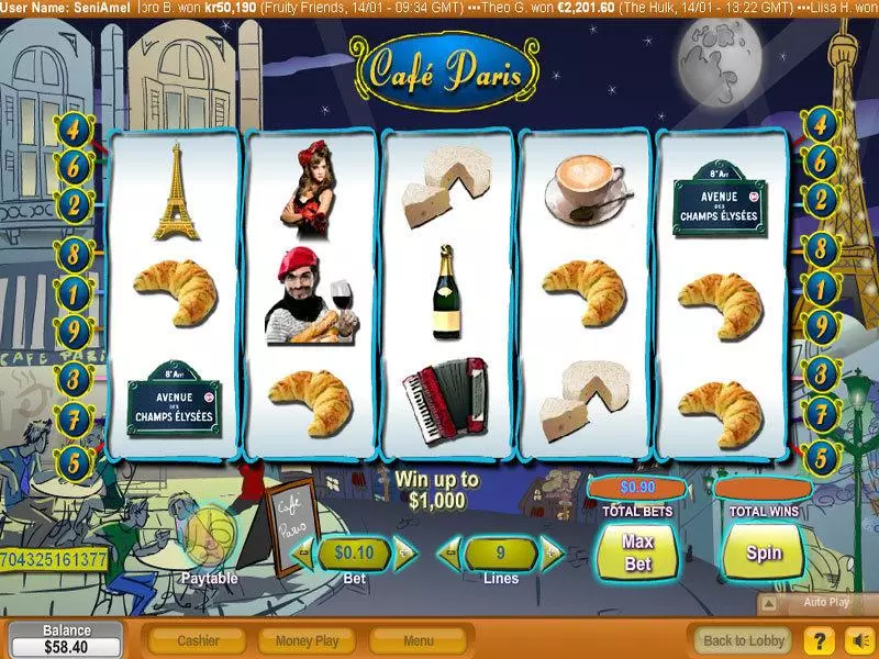 Cafe Paris Free Casino Slot 