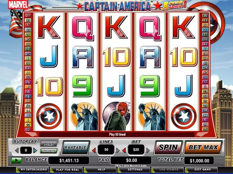 Captain America - Action Stacks! Free Casino Slot  with, delFree Spins