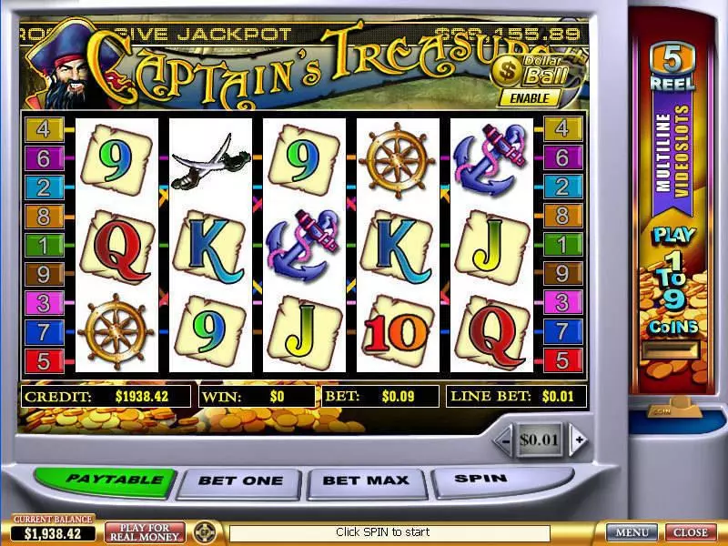 Captain's Treasure Free Casino Slot  with, delSecond Screen Game