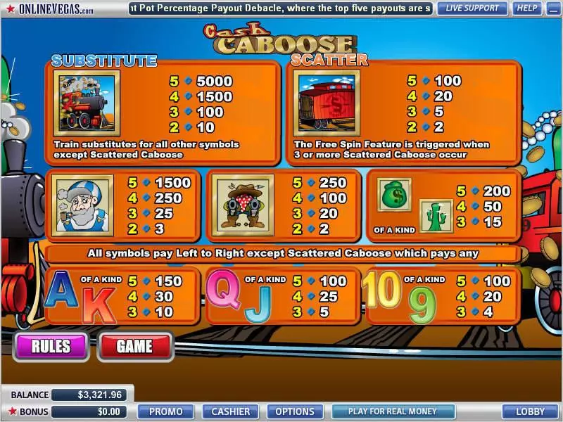 Cash Caboose Free Casino Slot  with, delFree Spins