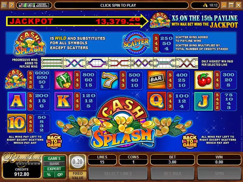 Cash Splash 5-Reels Free Casino Slot 