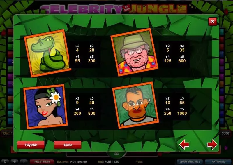 Celebrity in the Jungle Free Casino Slot  with, delFree Spins