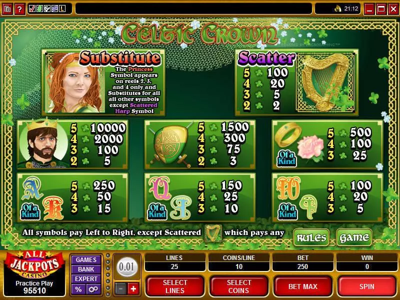 Celtic Crown Free Casino Slot  with, delFree Spins