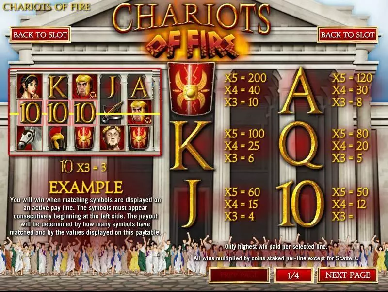Chariots of Fire Free Casino Slot  with, delFree Spins