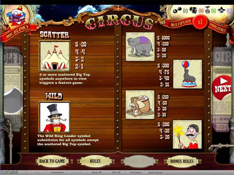 Circus Free Casino Slot  with, delSecond Screen Game