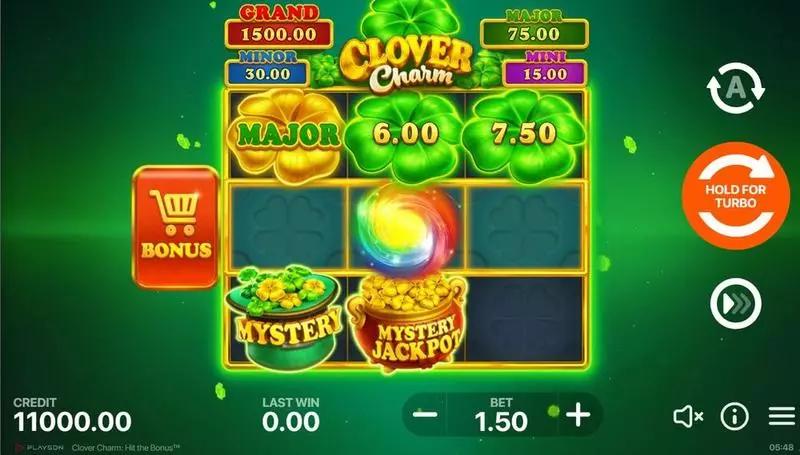 Clover Charm - Hit the Bonus Free Casino Slot  with, delBuy Feature