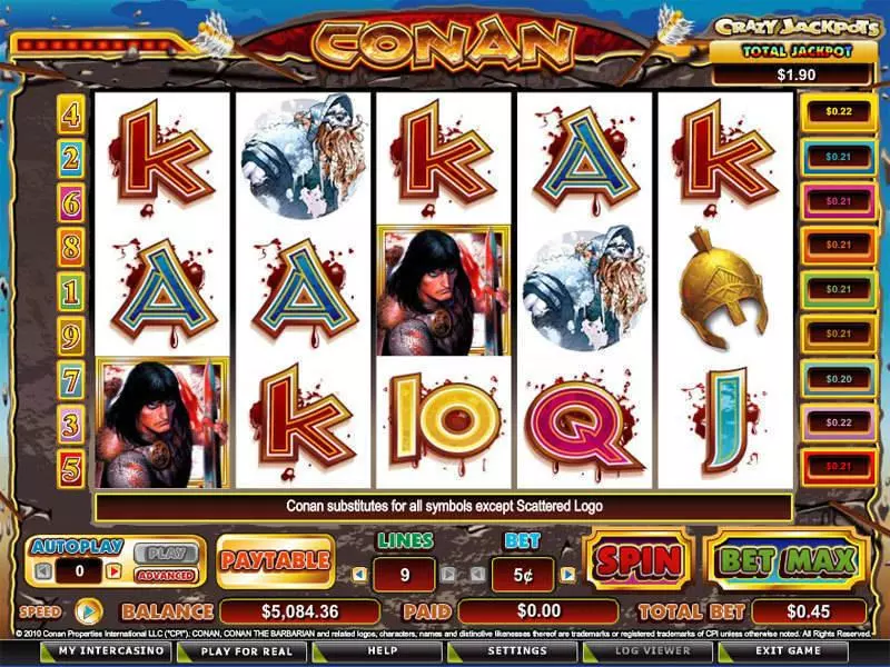 Conan the Barbarian Free Casino Slot  with, delSecond Screen Game