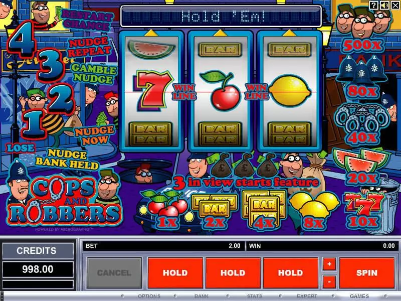 Cops and Robbers Free Casino Slot  with, delSecond Screen Game