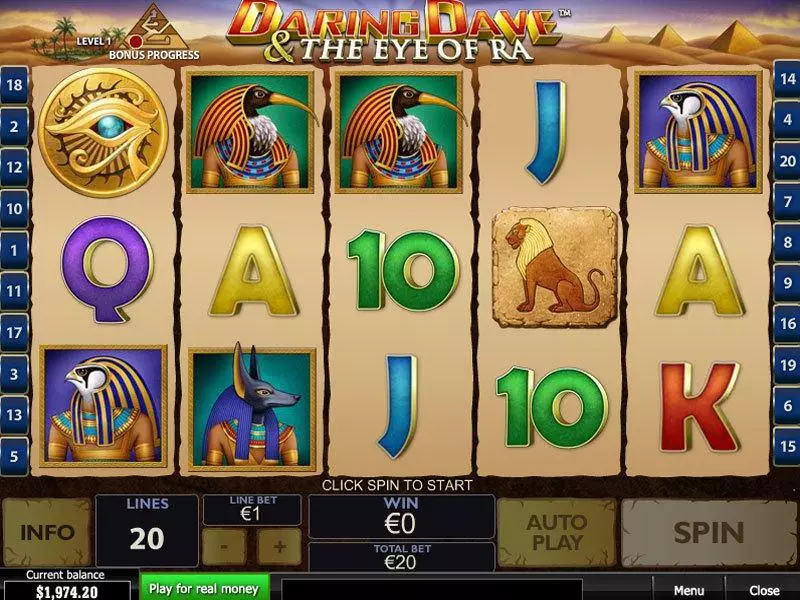 Daring Dave and the Eye of Ra Free Casino Slot  with, delSecond Screen Game
