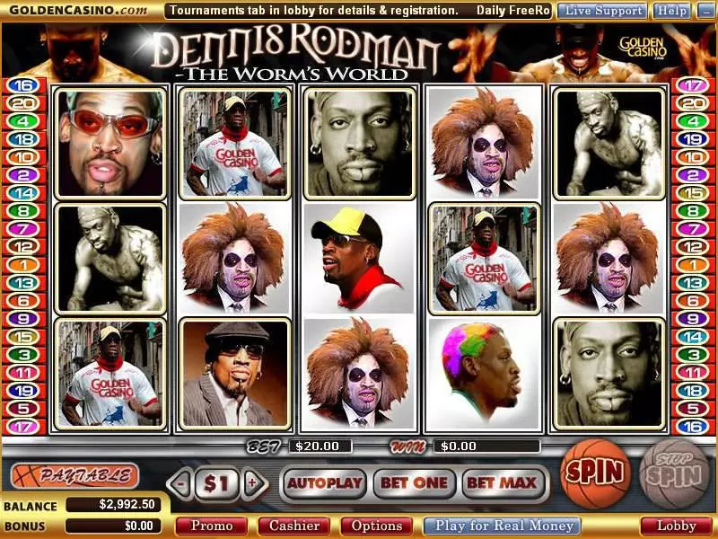 Dennis Rodman - The Worm's World Free Casino Slot  with, delFree Spins