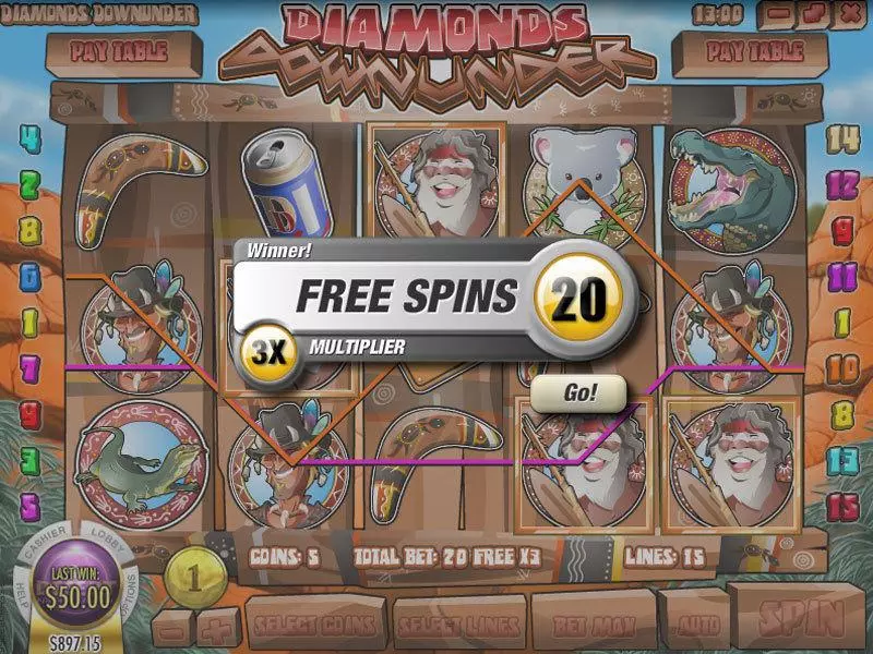 Diamonds Downunder Free Casino Slot  with, delFree Spins