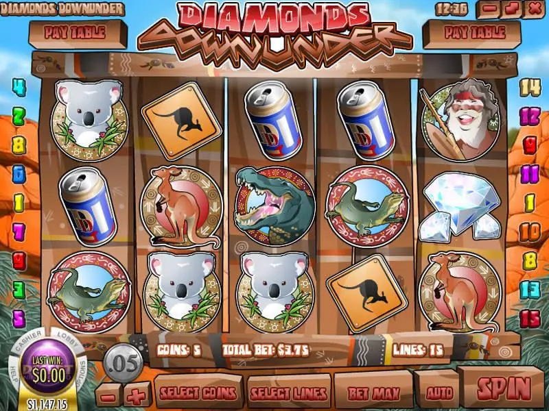 Diamonds Downunder Free Casino Slot  with, delFree Spins