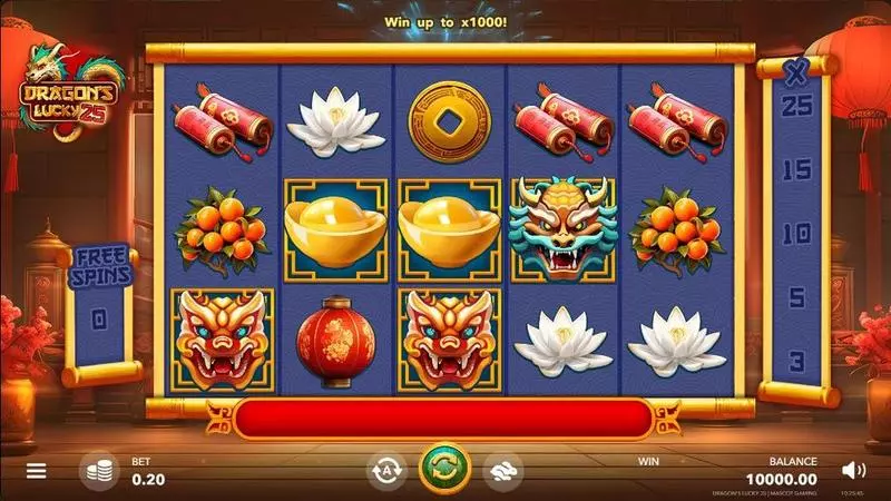 Dragon's Lucky 25 Free Casino Slot  with, delFree Spins