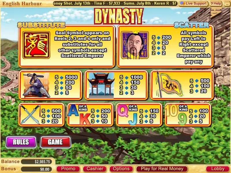Dynasty Free Casino Slot  with, delFree Spins