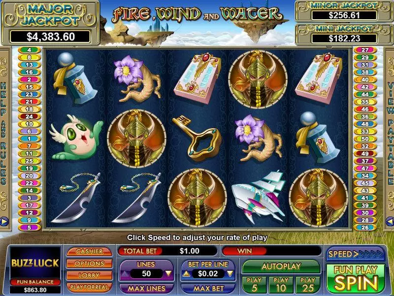 Fire, Wind and Water Free Casino Slot  with, delFree Spins