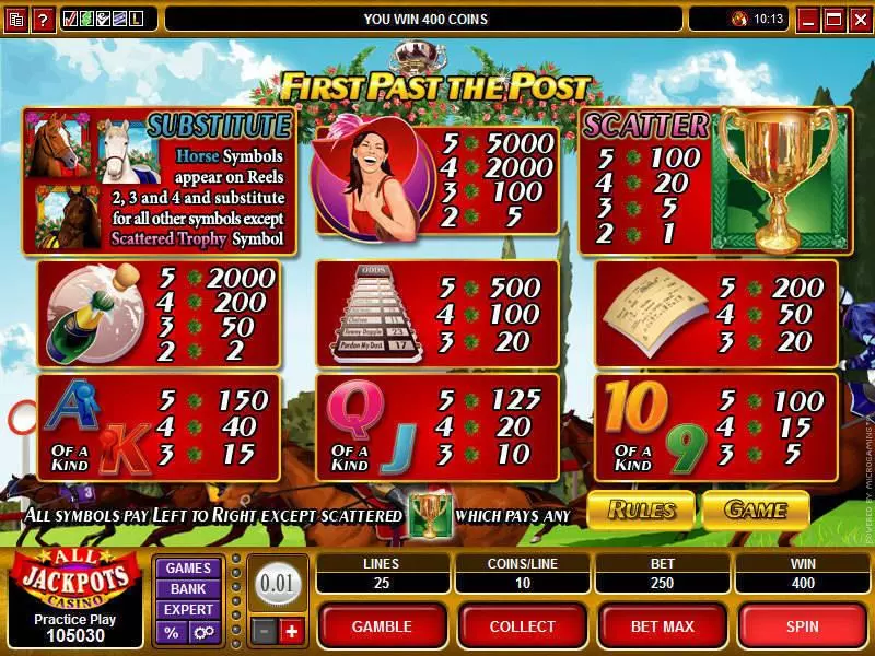 First Past The Post Free Casino Slot  with, delFree Spins