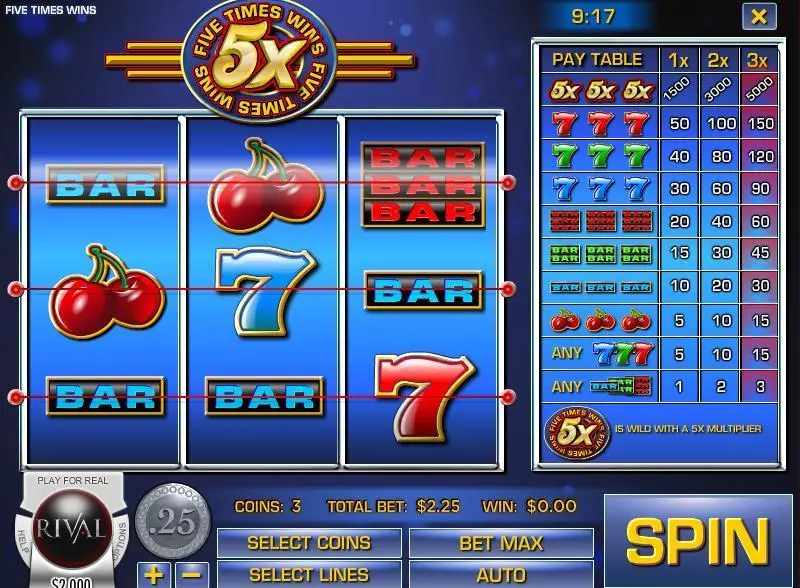 Five Times Wins Free Casino Slot 