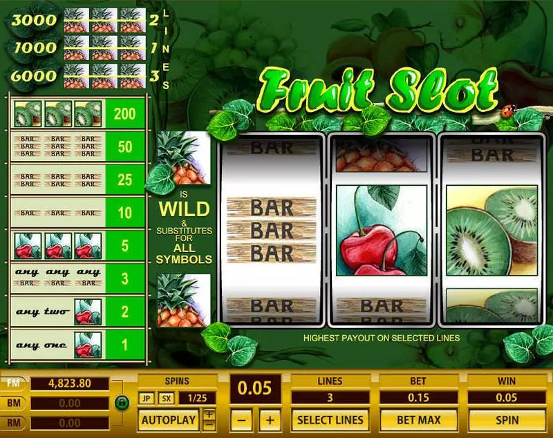Fruit 3 Lines Free Casino Slot 