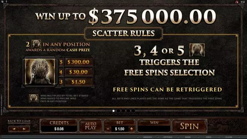 Game of Thrones - 15 Lines Free Casino Slot  with, delFree Spins