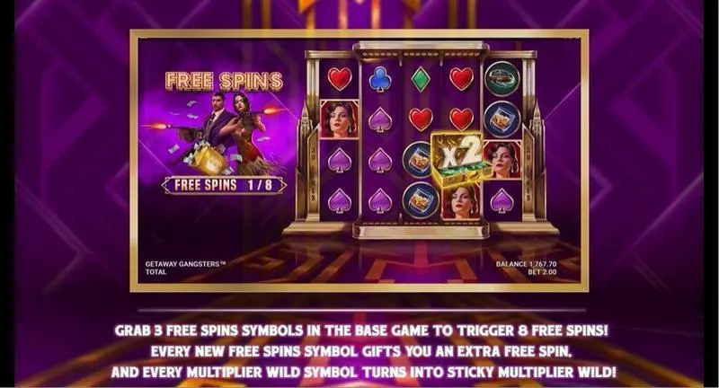 Getaway Gangsters Free Casino Slot  with, delFree Spins