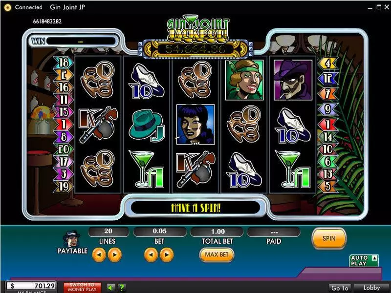 Gin Joint Jackpot Free Casino Slot  with, delSecond Screen Game