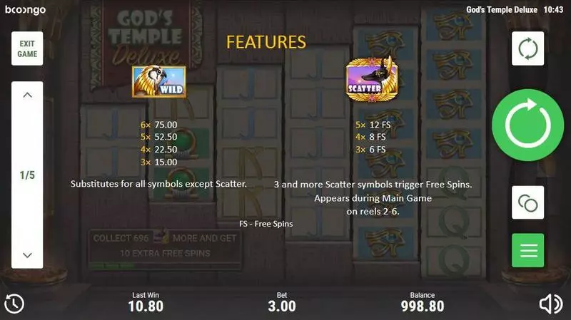 God's Temple Deluxe Free Casino Slot  with, delAccumulated Bonus